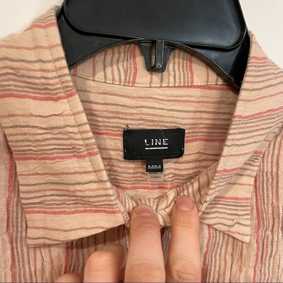 LINE Pari Short Sleeve Relaxed Fit Camp Shirt in Pastel Pink Cotton - Picture 7 of 8